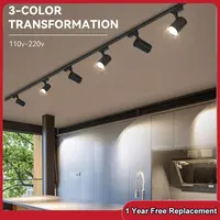 3 Color Change Set LED Track Lamp 110v 220v Track Light Spot Lighting Fixture COB 12/20/30W Spotlight For Store kitchen Indoor 1