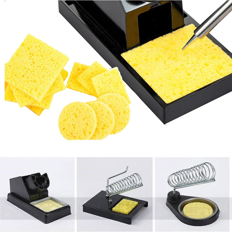 Sponge for soldering iron 10 pieces per lot yellow foams 60mm*60mm to clean soldering tips used with water strong strength powerful rosin durable soldering agent no clean watteries flux used for steel sheet nickel copper dropshipping