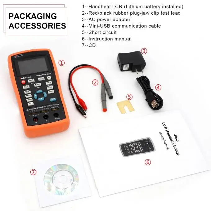 4080 Autoranging Mini USB 0.3/0.6Vrms Adjustable Handheld LCR Meter
