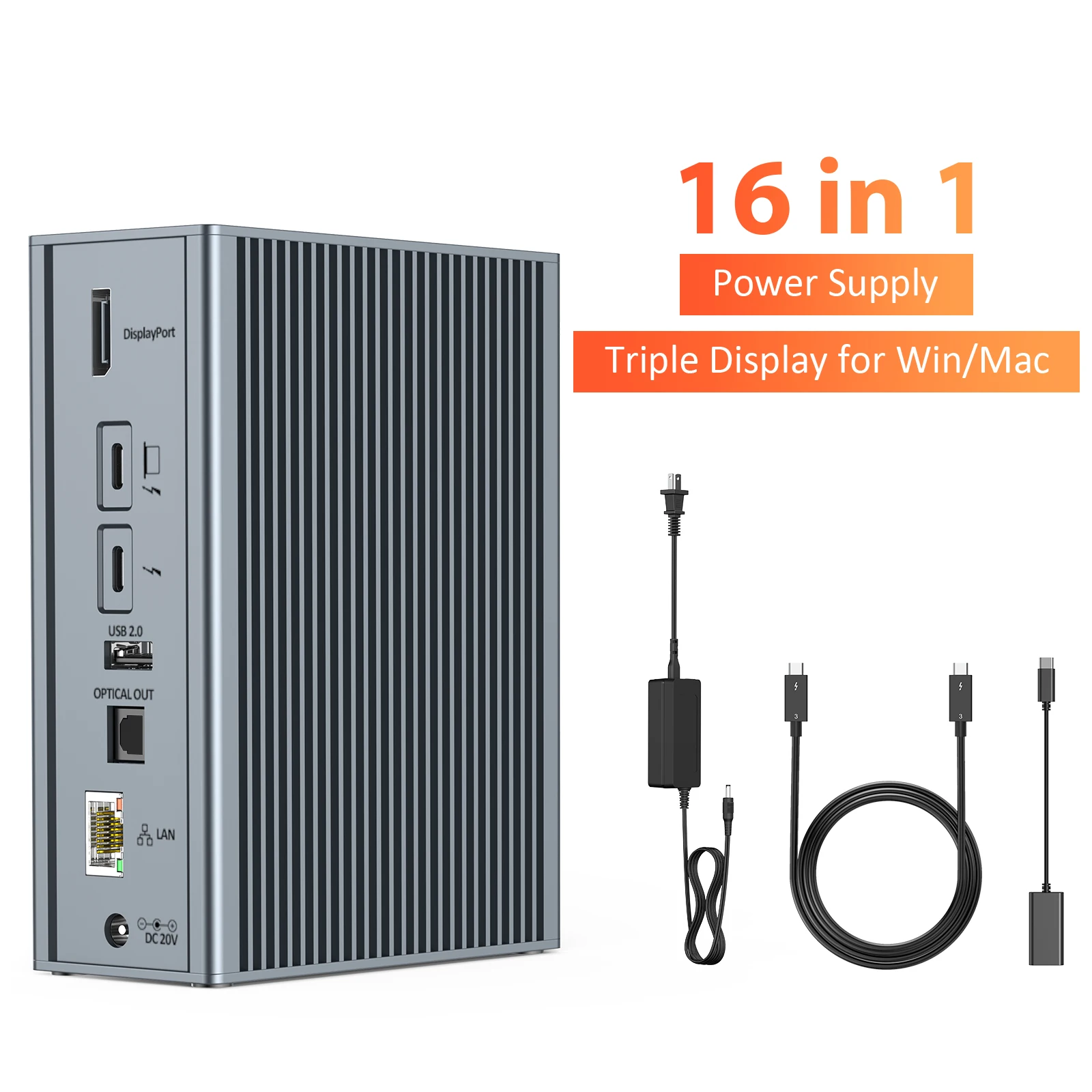 Thunderbolt 3 Dock, Docking Station Usb C Doppio Monitor, Hub Per Laptop Per Macbook Pro/Dell/Lenovo, Con Singolo 5K/Dual 4K