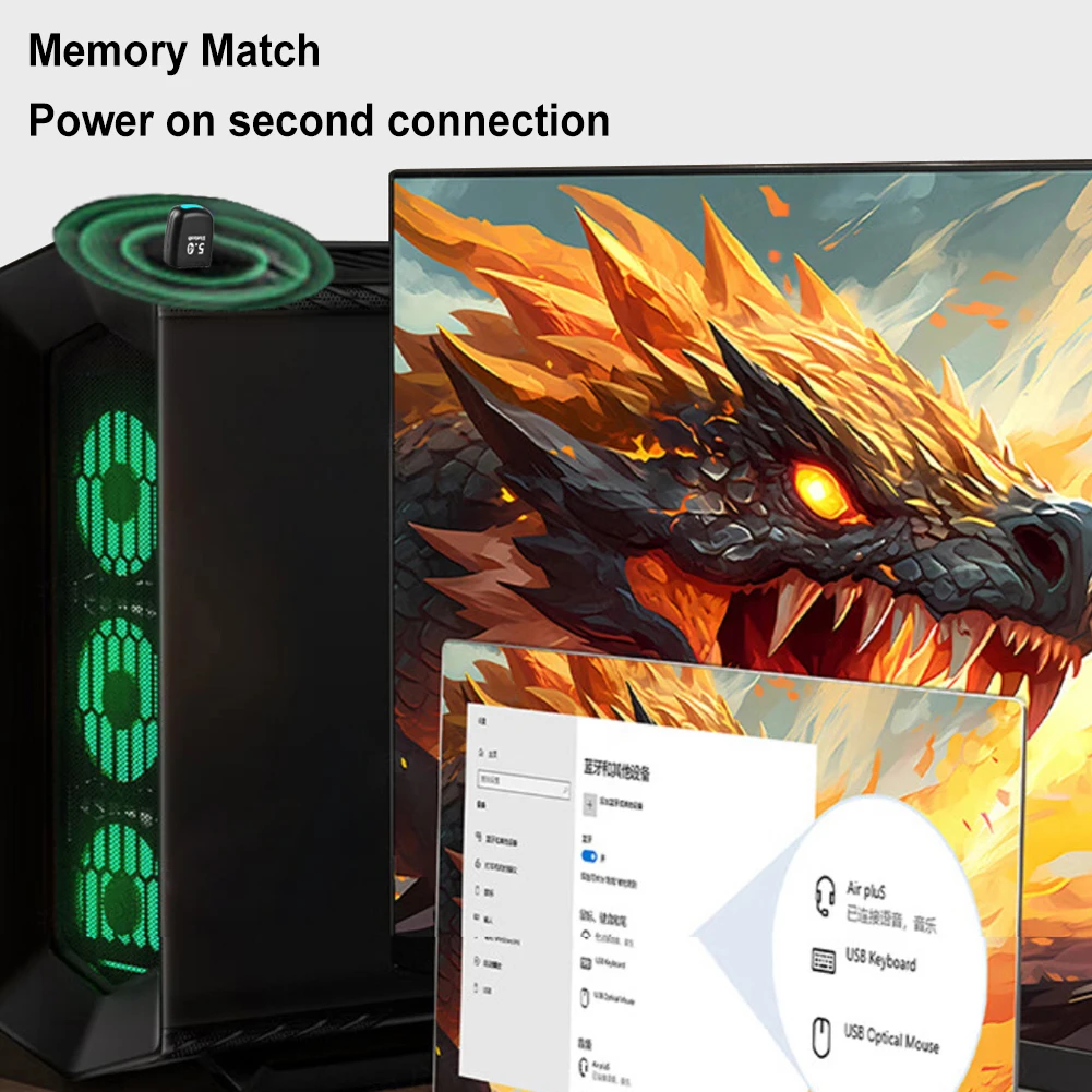 PC 컴퓨터 무선 스피커용 USB 블루투스 5.4 어댑터, 송신기 리시버 드라이버, 무료 무선 BT 5.4 동글 어댑터