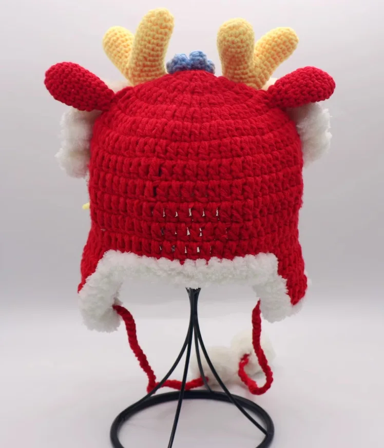 Chinese New Year Hat Crochet Head Cover Good Luck Hat For Year Of The Dragon Celebration Chinese New Year Party Hat For Family