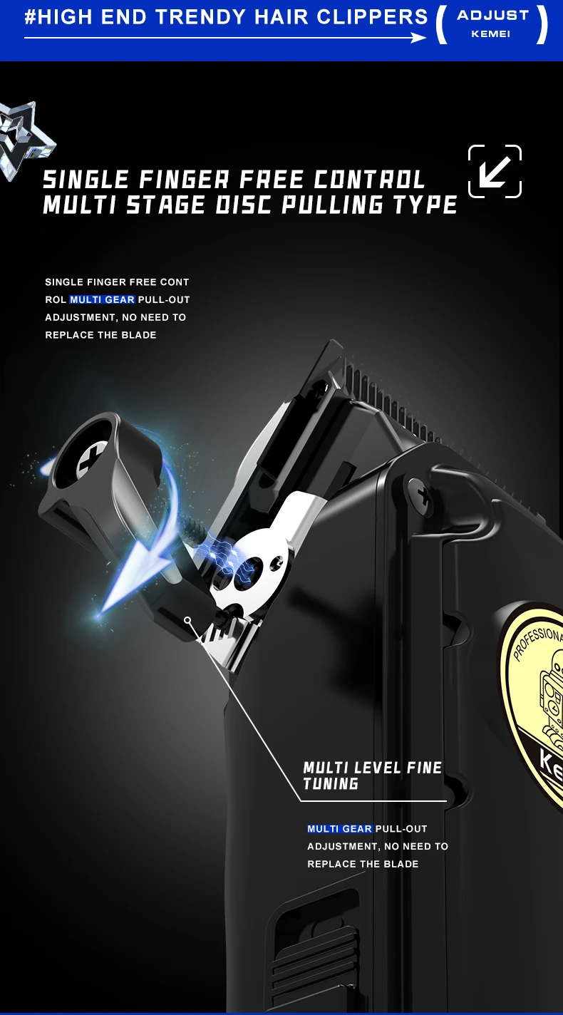 Description Picture 6 of itemKEMEI Professional Hair Clipper Trimmer Lithium Battery Electric Cordless Powerful Hair Clipper Trimmer  km-2372