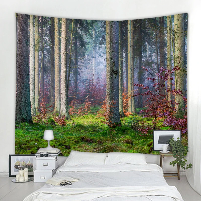 Nature Forest Tapestry Beautiful Landscape Woods Wall Hanging Boho