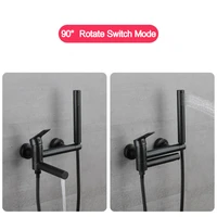 Bathtub Faucet Shower Bathroom with Swivel Tub Spout and Handhold Shower Brass Wall Mounted Hot Cold Water Mixer Bath Tap 2