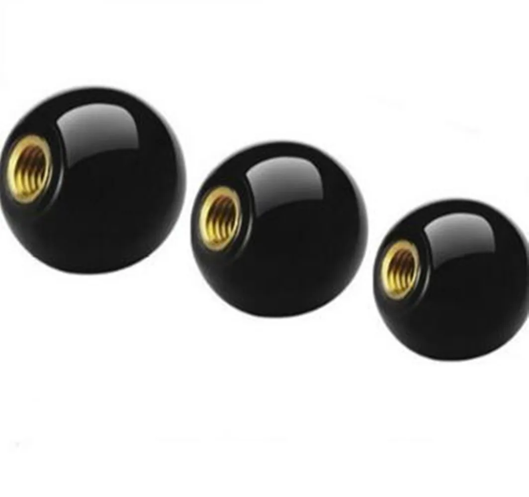 M4/M5/M6/M8/M10/M12/M14/M16 Thread 16/20/25/32/35/40/50mm Dia. Black Plastic Round Handle Ball Knob Machine Tools 5Pcs