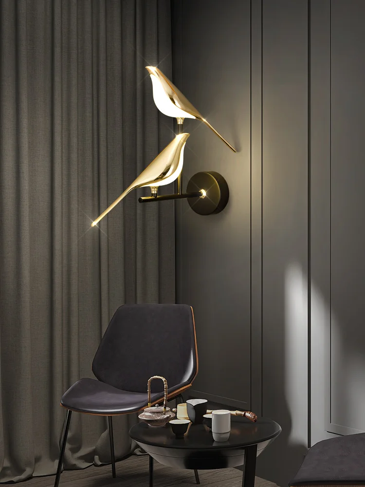 

Figurines Bedroom Bedside Wall Lamp Modern Simple Creative Magpie Series Living Room Background Wall Hallway of The Master