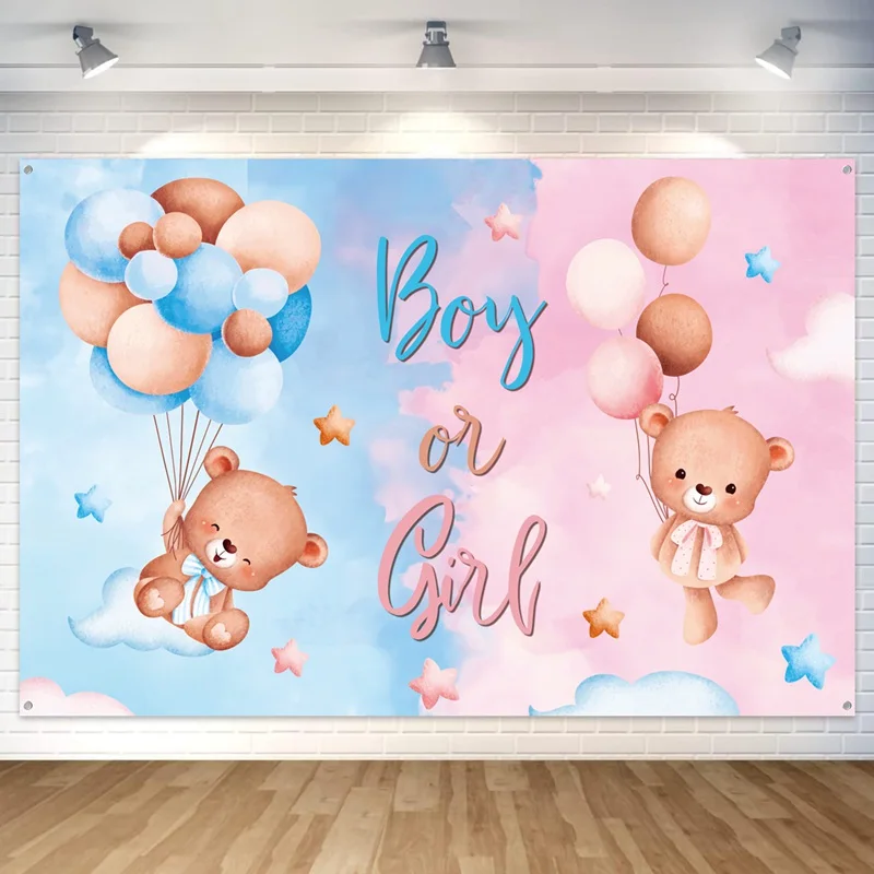 Description Picture 2 of itemGender Reveal Backdrop Photocall Ggender Reveal Party Banner Background Happpy Birthday Pary Decor Kids Boy Girl Baby Shower