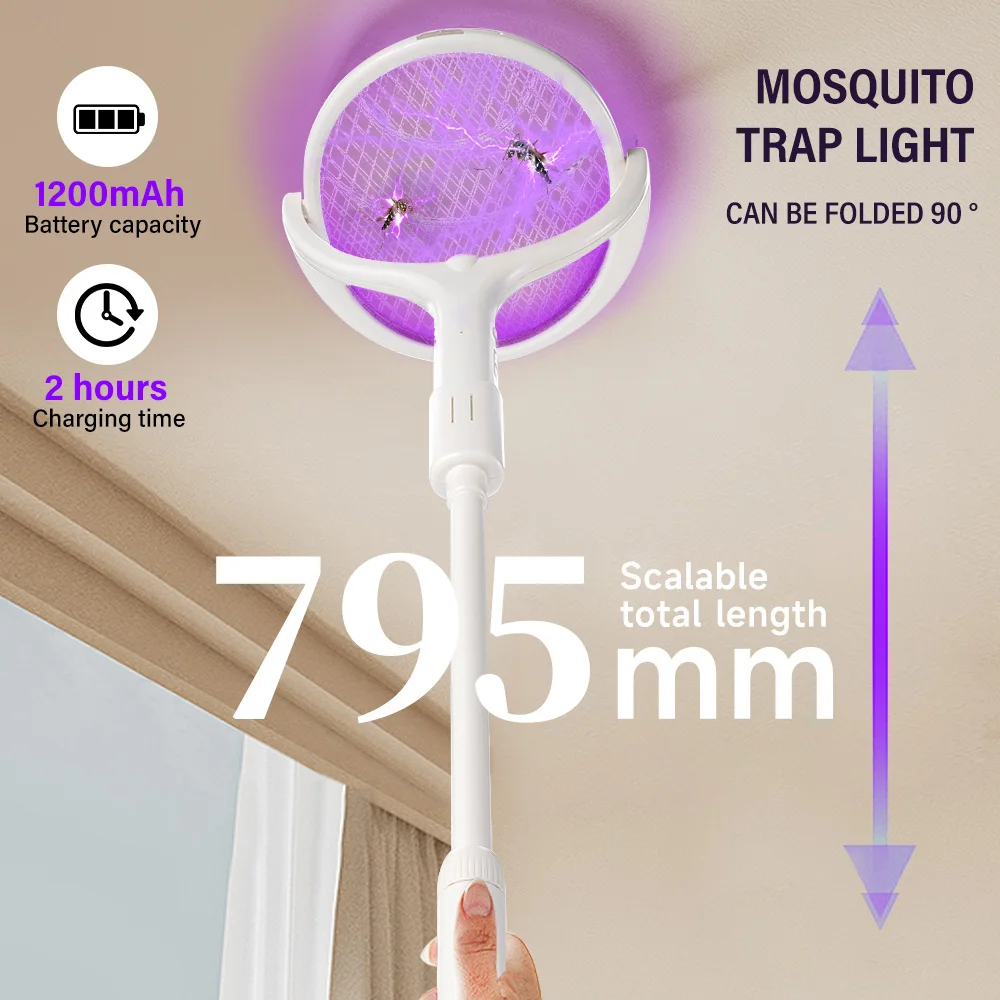 Mosquito killer swatter 3500V 5in1 multifunctional angle adjustable electric USB rechargeable