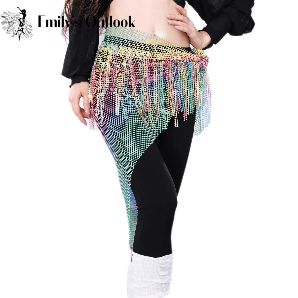

Gauze Hip Scarf Belt Belly Dance Performance Show Costume Shine Rhinestone Colorful Triangle Wrap Skirt with Fringe Luxury New