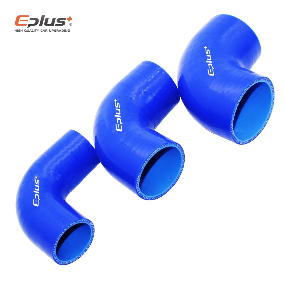 EPLUS Universal Silicone Tubing Hose 90 Degrees Connector Car Intercooler Turbo Intake Pipe Silica Gel Coupler Blue Multi Size
