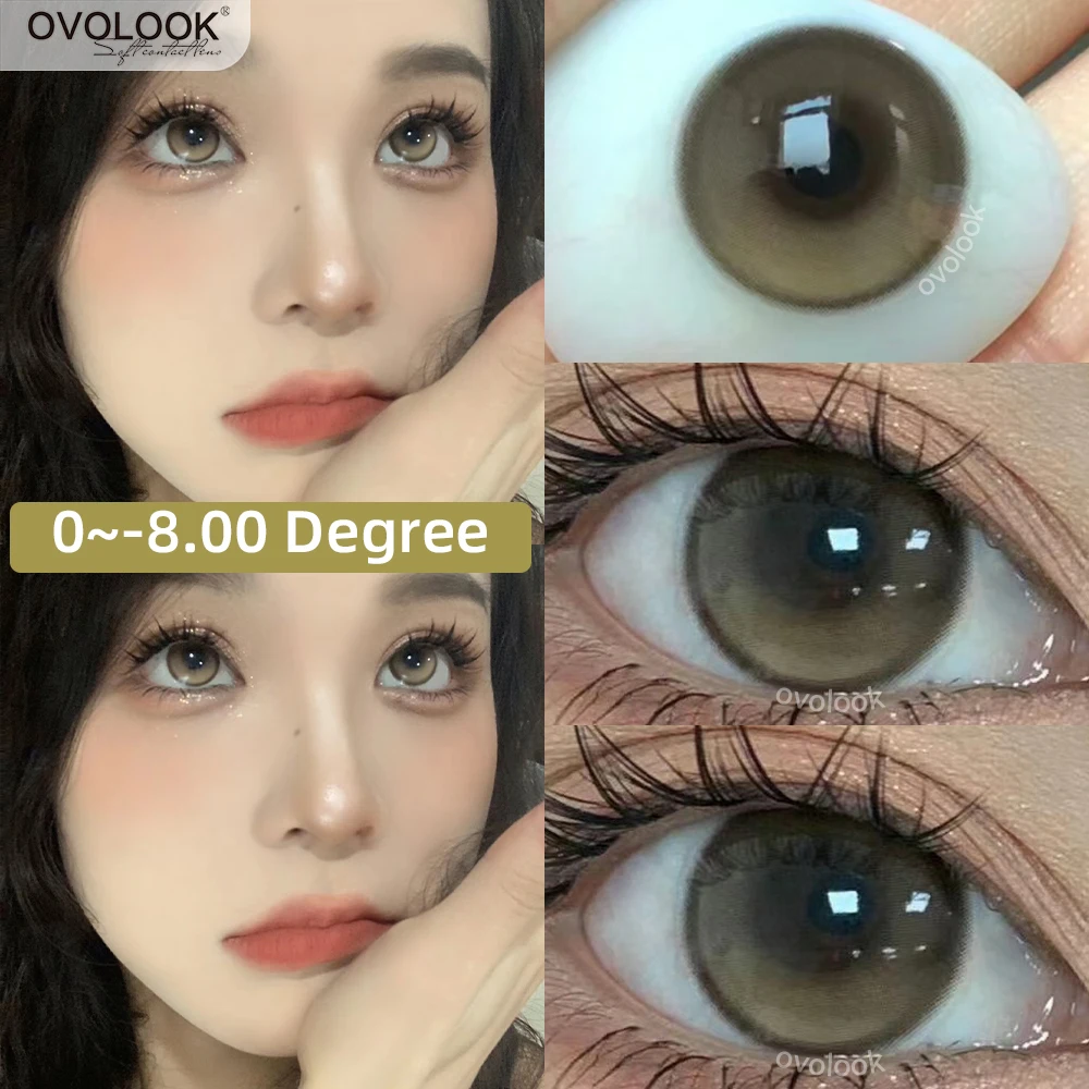 

OVOLOOK-1 Pair/2pcs 10 Colors Contact Lenses for Eyes Fashion Pupils Myopia Eye Color Lenses Blue Green Brown Prescription Lens
