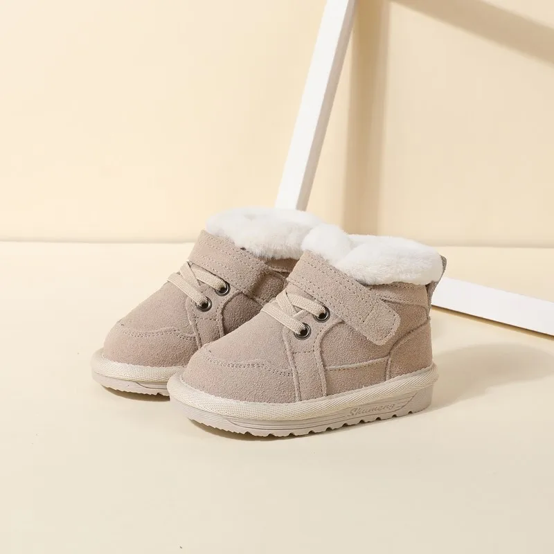 Winter Baby Snow Boots Unisex Leather Cute Boys Girls Shoes Warm Cotton Sneakers Soft Bottom Toddler Baby Shoes