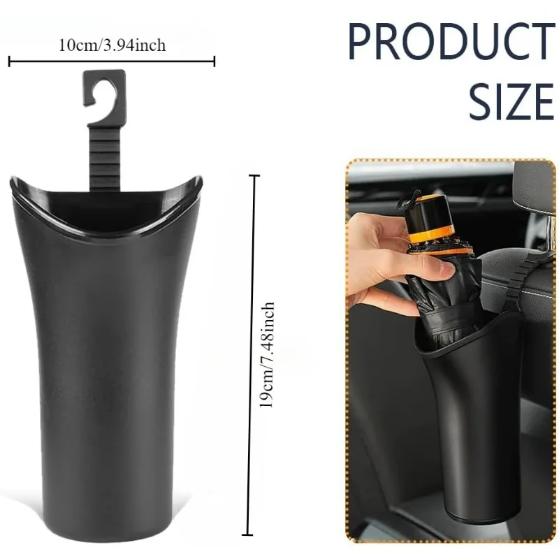 Car Storage Box With Hook Umbrella Kettle Rack Barrel Trash Box Storage Holder Case Plastic Can Black Auto Z1E8