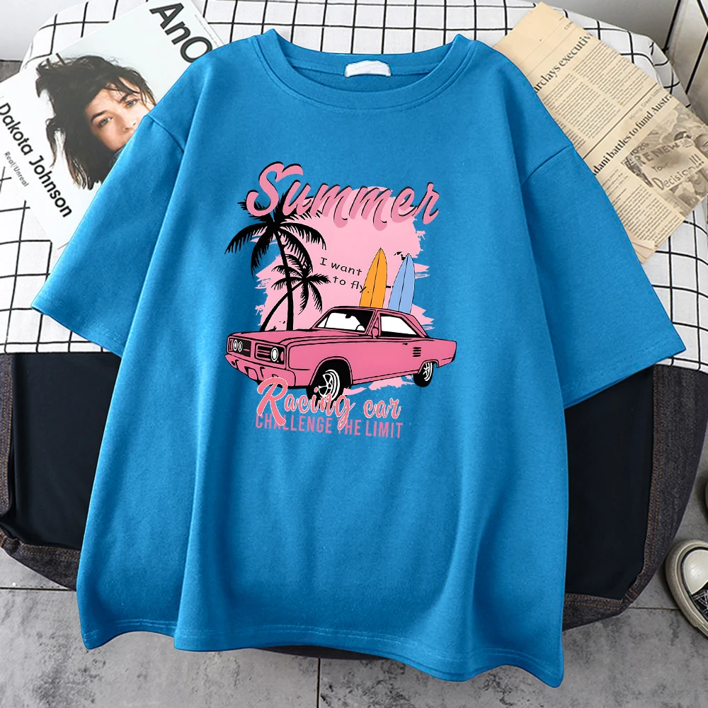 

Summer Racing Car Challenge The Limit Women T-Shirt Harajuku Quality Short Sleeve Summer Street Tee Shirts Kawaii Vintage Tops