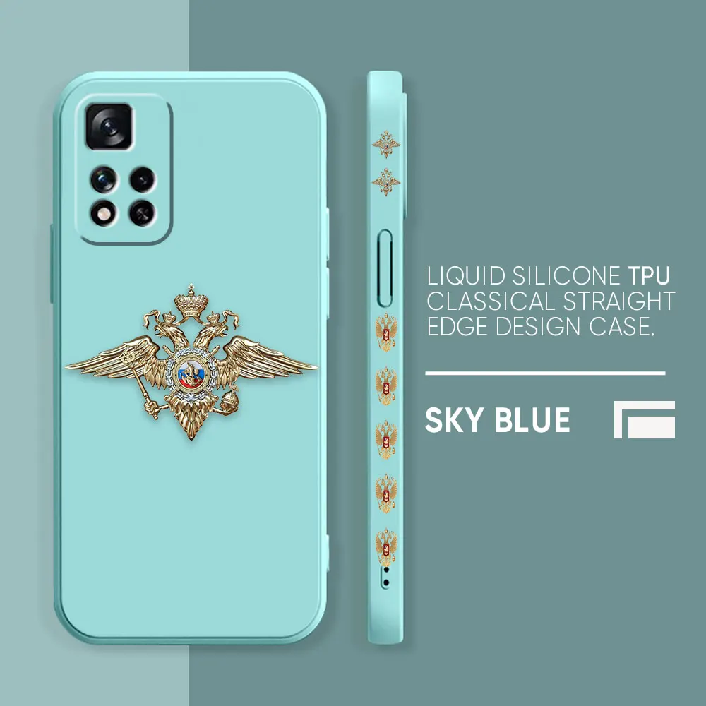 Funda para Redmi Note 12 11 11T 11R 11E 10 9 8 7 7S PRO PLUS 4G 5G Funda de silicona líquida Simple emblema de la Federación Rusa