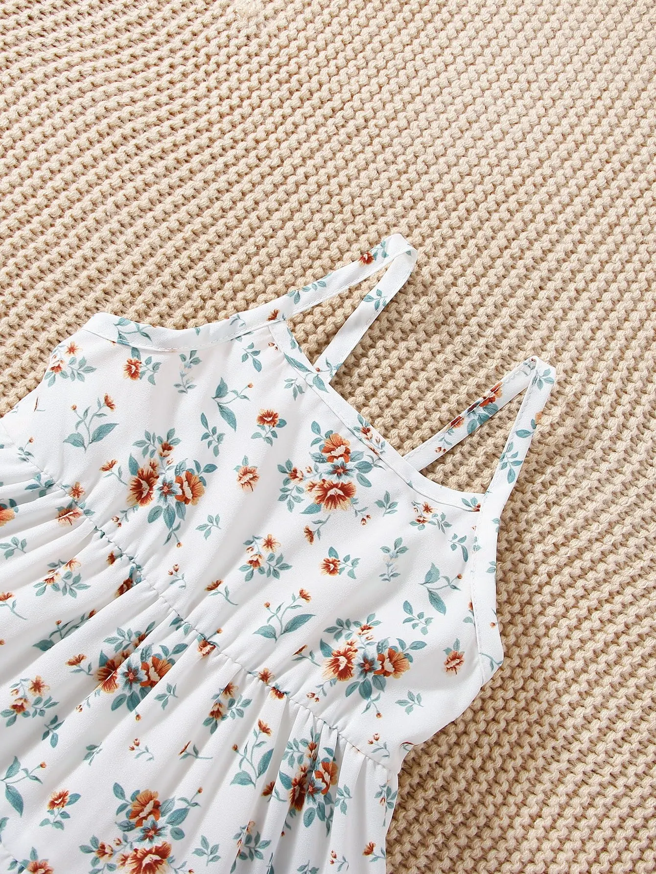 3PCS Denim & Floral Dress Set 5