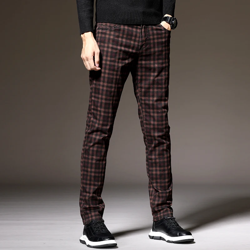Pantalon à carreaux pour hommes, classique, formel, Slim Fit