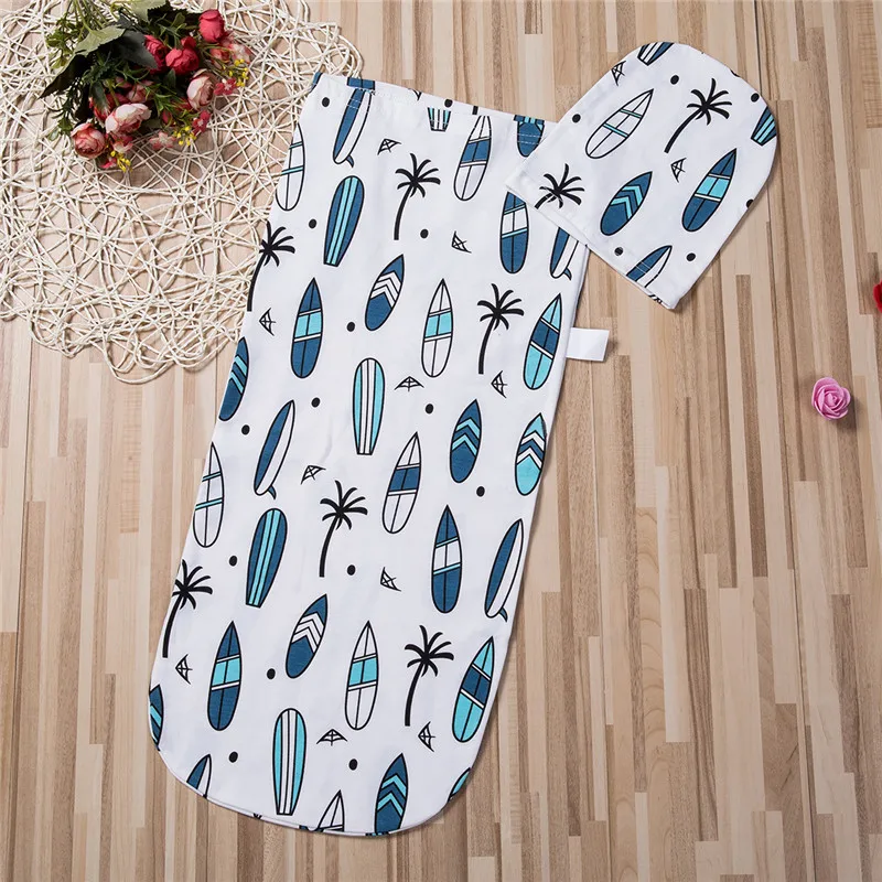Newborn Baby Cotton Swaddle Blanket Cartoon Whale Shark Seal Print Cute Baby Boys And Girls Summer Sleeping Bag + Hat