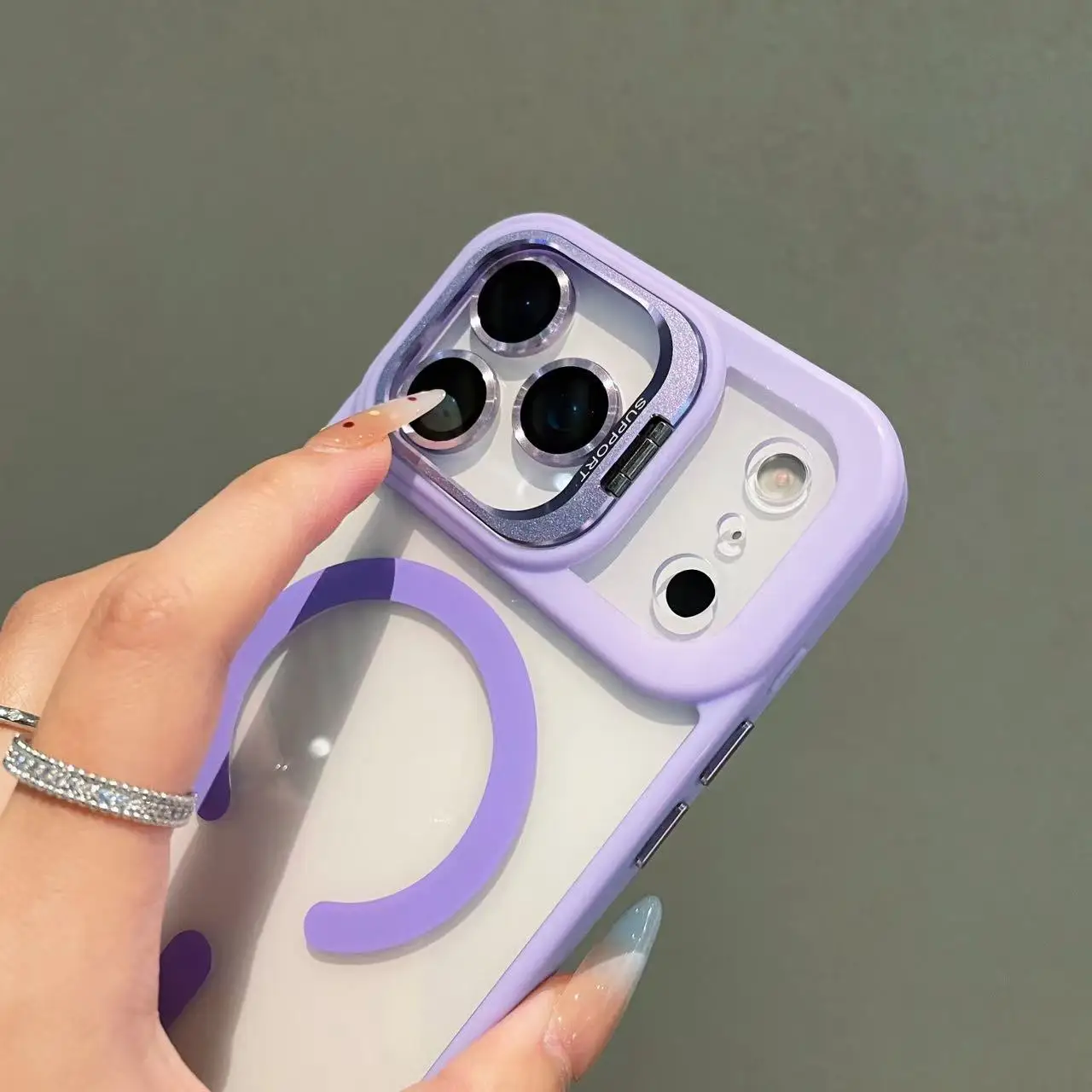 Luxury Transparent Magnetic Clear Shockproof Case with Lens Holder