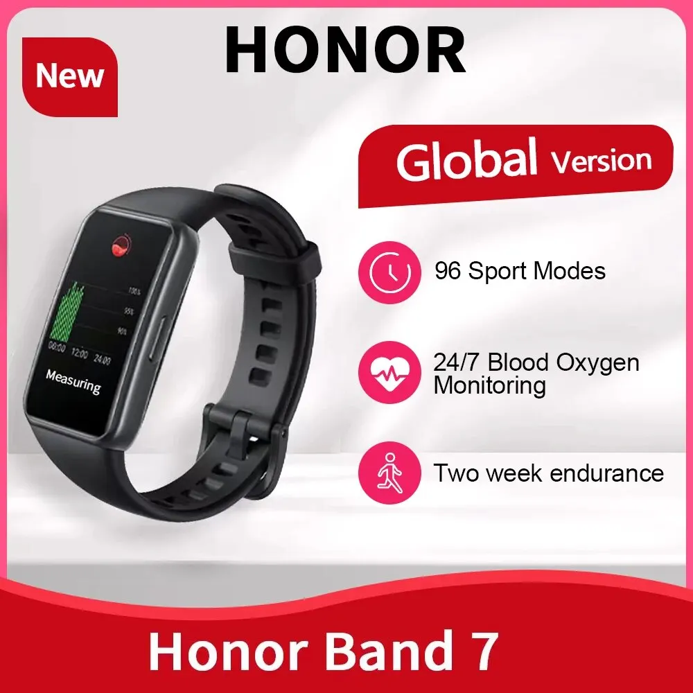 Global Version Honor Band 7 Smart Bracelet 1.47'' AMOLED Screen Blood  Oxygen Heart Rate Monitor 5ATM Smartband Bluetooth 14 Days - AliExpress