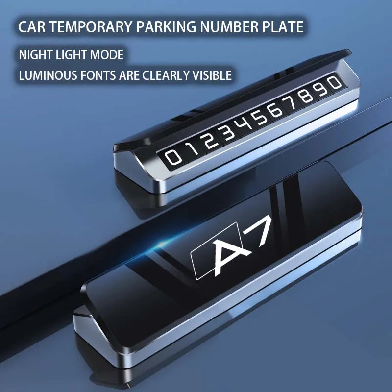 

Car Metal Mobile Phone Temporary Parking Number Plate for Audi A7 A6 A5 A4 A3 C8 4G 2012 2019 2023 2024 Car Accessories Logo