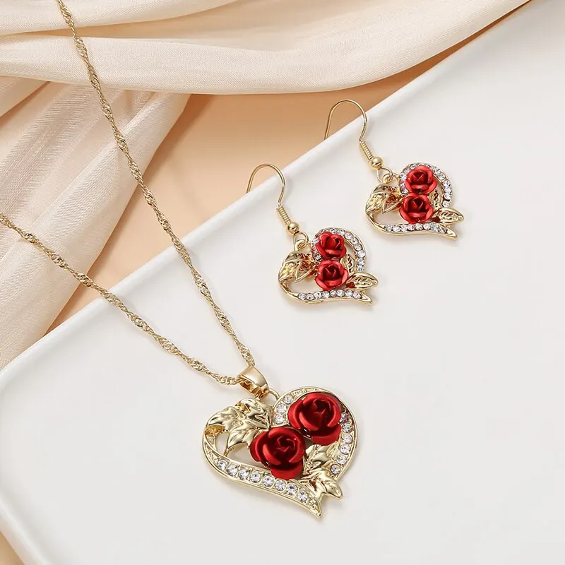 S9baff1991ef74d998c6b97d5fbc314ccG Creative Love Rose Heart Pendant Necklace For Women Exquisite Zircon Forever Necklace Romantic Valentines Day Jewelry Mallzona