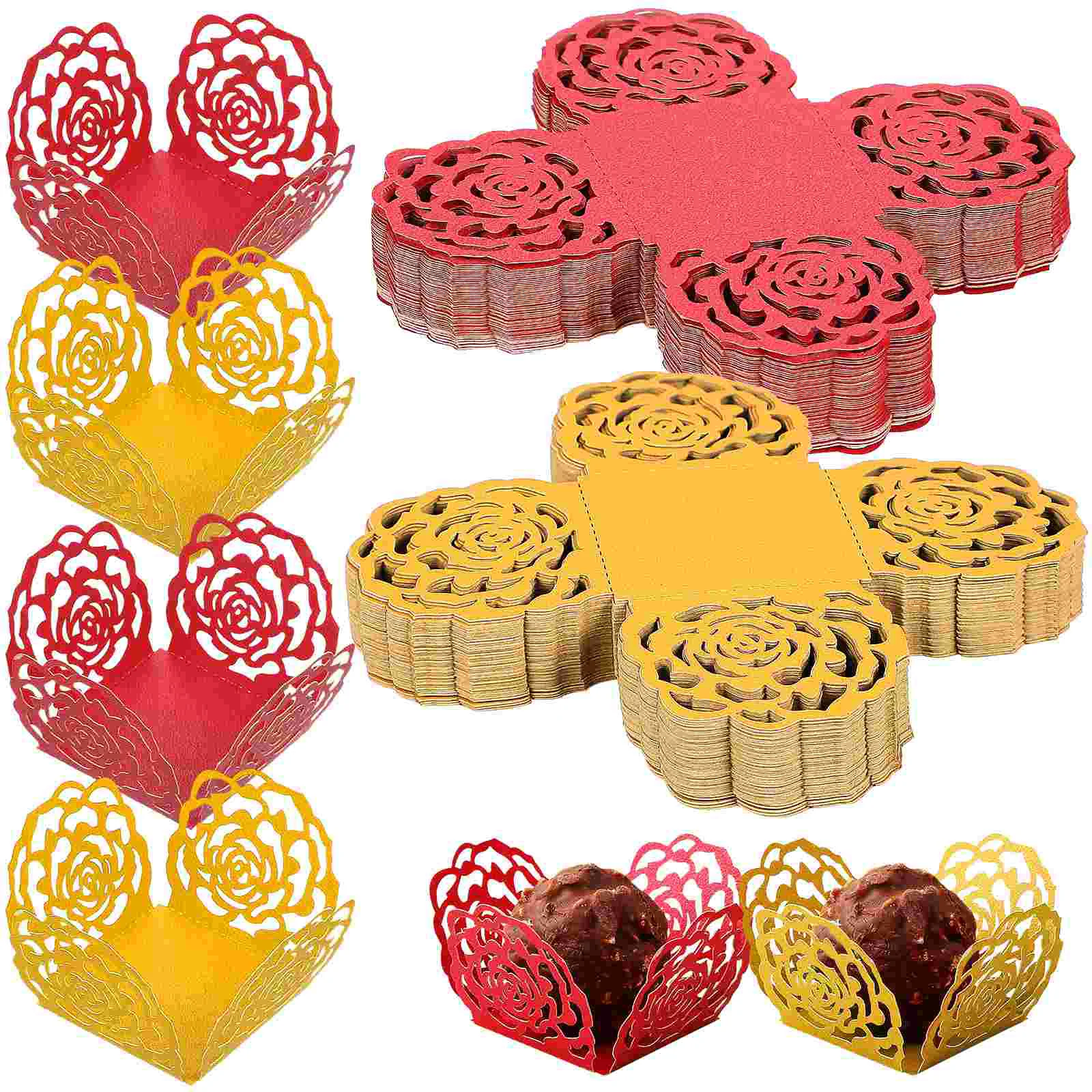 

Truffle Wrappers Square Truffle Cups Chocolate Candy Cups Small Flared Paper Baking Cups Wedding Baby Shower Party Supplies