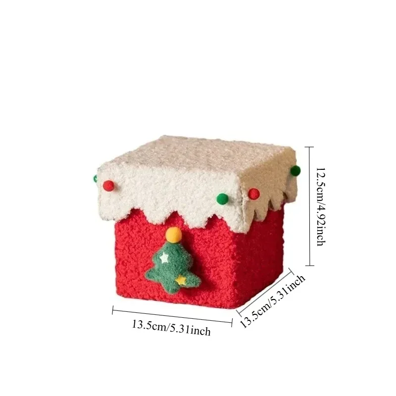 Christmas Gift Box with Felt Plush Reindeer and Ribbon Storage
