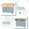 Kitchen Island on Wheels with Drop Leaf, Wood Kitchen Island Cart with Internal Storage Racks, Rolling Kitchen Island 6