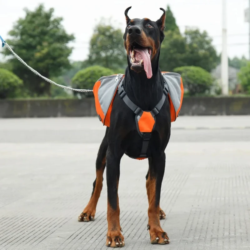 Oxford Fabric Outdoor Dog Backpack Double snack bag, dog training bag Waterproof Reflective Saddle Bag Medium Large Dog Tactical