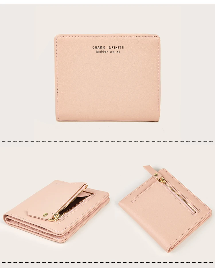 Solid color folding wallet inside view