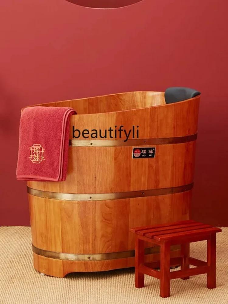 

Дубовая деревянная бочонка для маленькой квартиры, домашняя деревянная ведерко, утолщенная Ванна