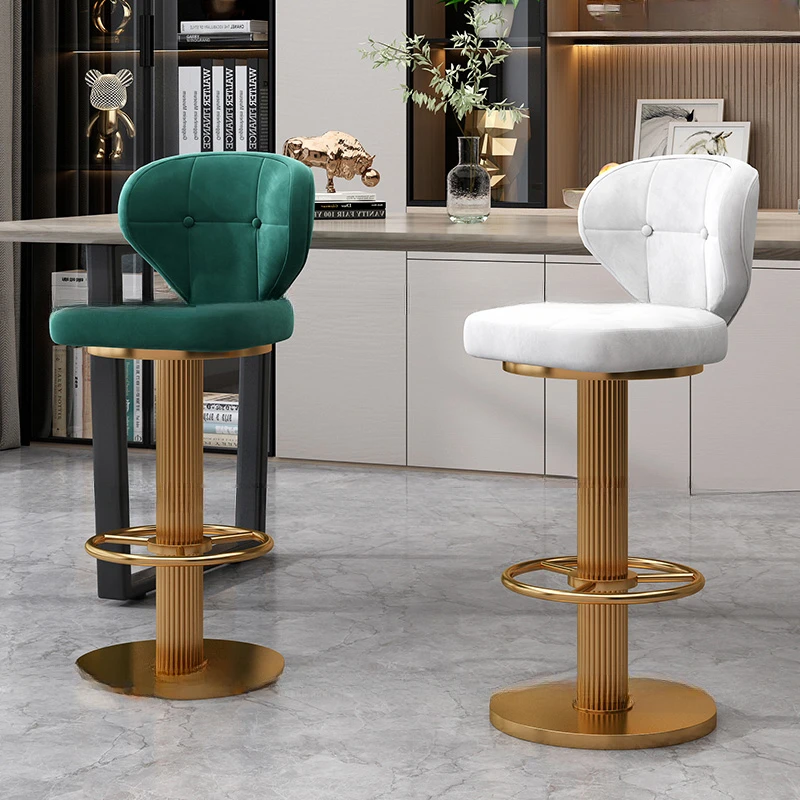 

Height Chair Kitchen Stool Chairs For Cafeteria Designer Adjustable Nordic Counter Plastic Home Bar Swivel Gaming Iron Backrest