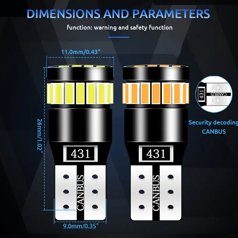 2x W5W T10 21SMD Led Bulbs Canbus Car Interior Light Bulbs Parking Position Lamp Map Dome Reading Lights - 3