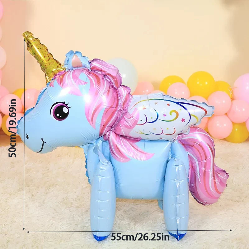 Aluminum Foil Balloon Birthday First Anniversary Party Decoration Cartoon 3D Unicorn Pauli Pegasus