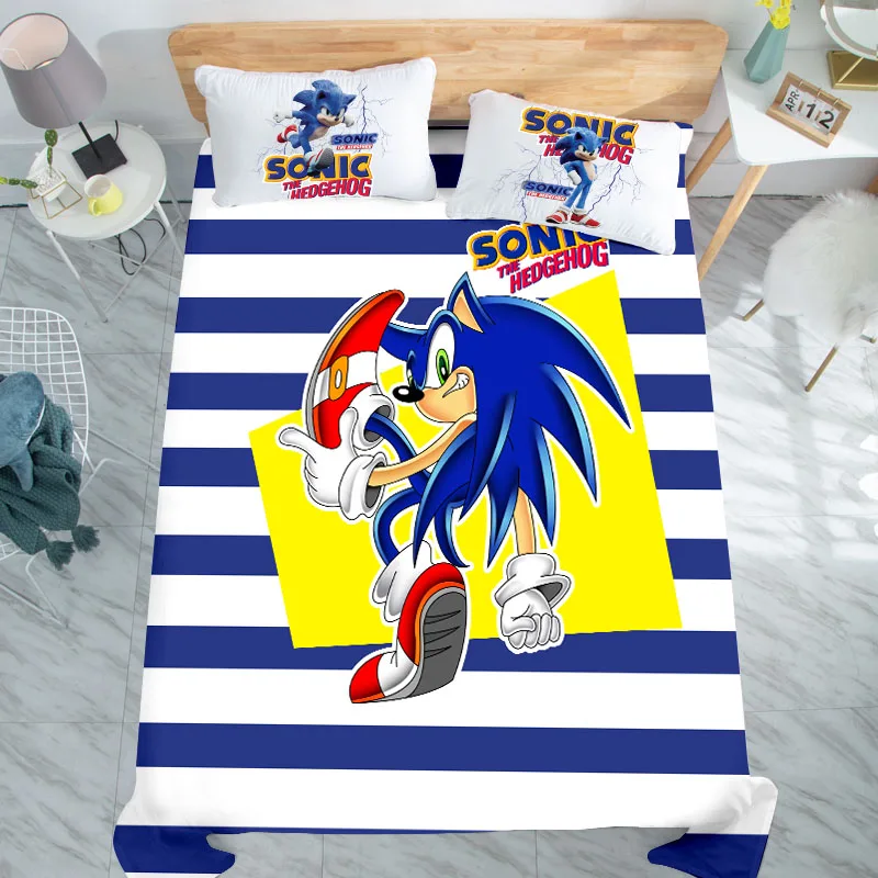 SOEWBBER Jogo de cama Sonic The Hedgehog impresso em 3D conjunto