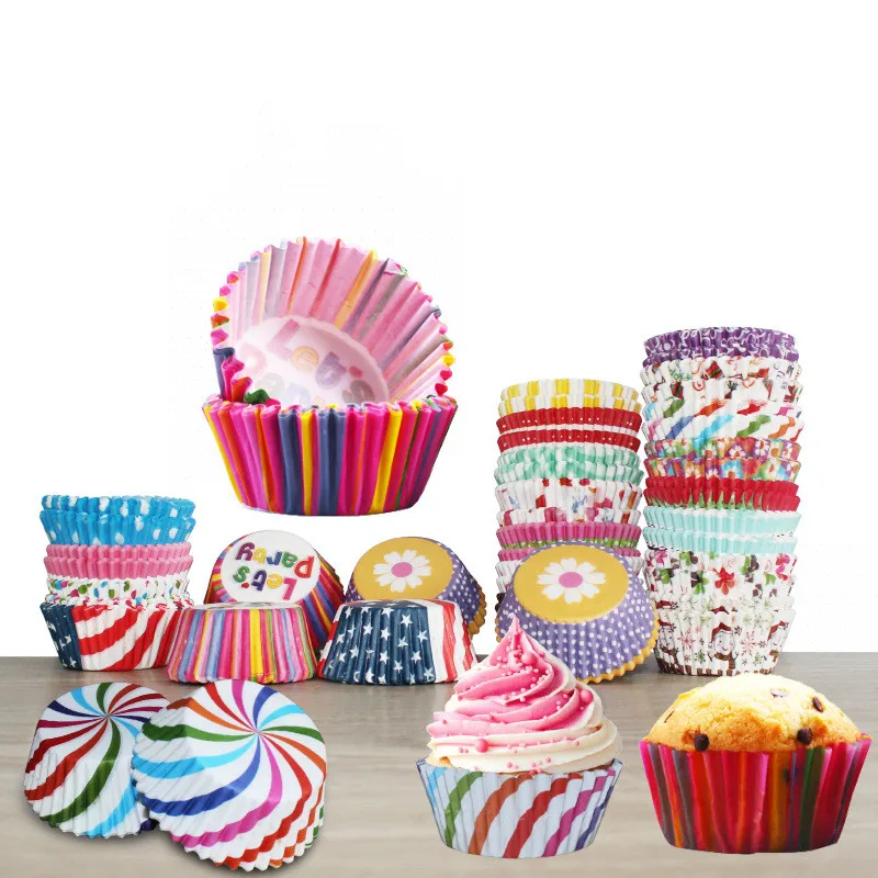 Cake Muffin Cupcake Paper Cups Cake Box Cupcake Liner Kitchen Baking Accessories Mold Decorating Tools 100Pcs/pack