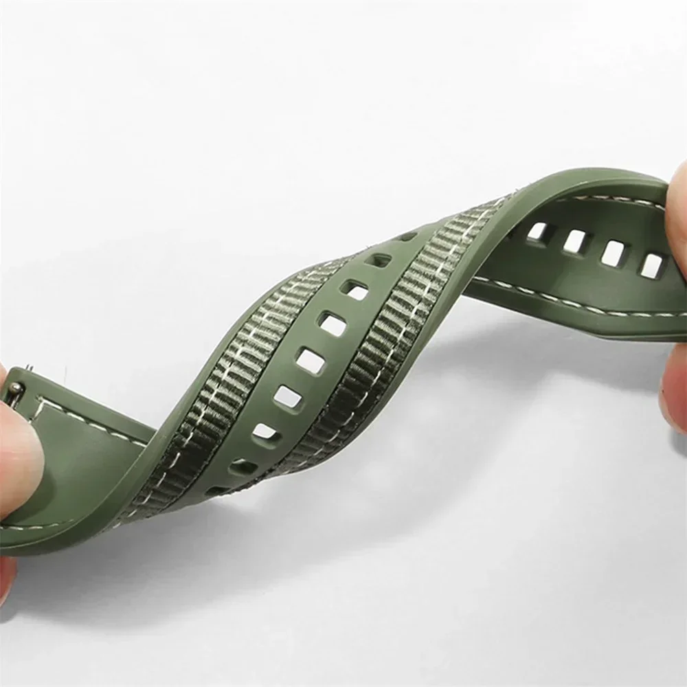 Enhanced Silicone-Nylon Sport Strap for Watches - Soft and Durable Wristband Bracelet