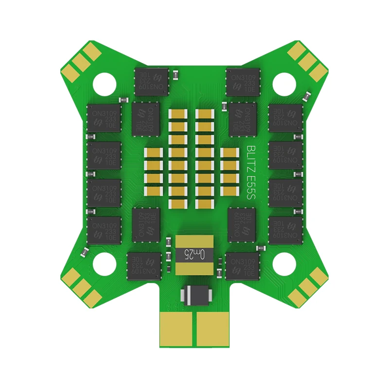 Stack FPV ATF435 FC et E55S ESC 30x30mm avec boîtier noir et dissipateurs thermiques.