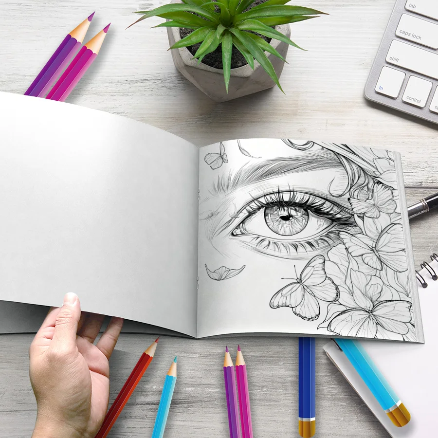 Close Up Of Eyes Colouring Book Adult Picture Book 4
