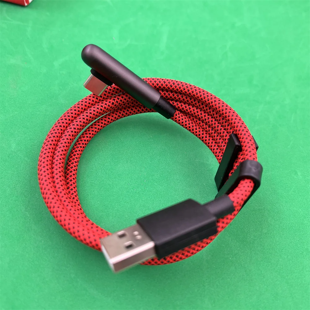 100W 10A 고속 충전 USB A to USB C 나일론 브레이디드 게이밍 케이블 타입 C 고속 충전기 와이어 원플러스 90도 데이터 라인