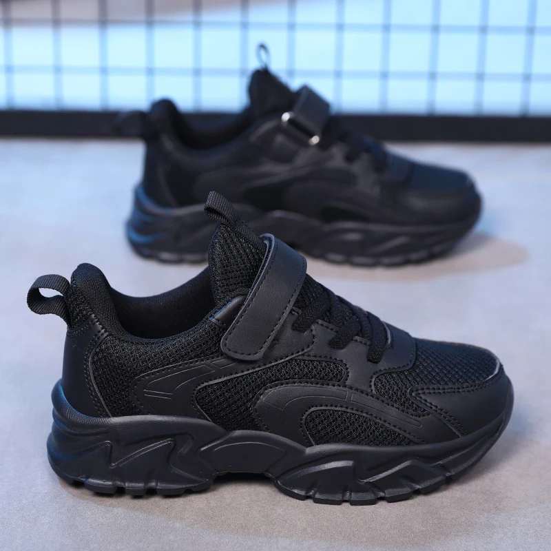 Zapatillas de deporte con plataforma para niño, zapatos informales cómodos para niño de 6 a 12 años, Tenis escolares, color blanco y negro - Imagen 4