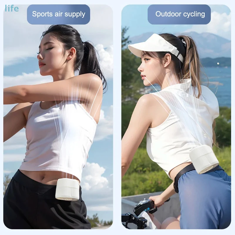 Portable Mini Pocket Fan Light Wearable Clip-On Rechargeable Outdoor Hat Clip Fan Light for Camping Fishing Hiking Travel Use