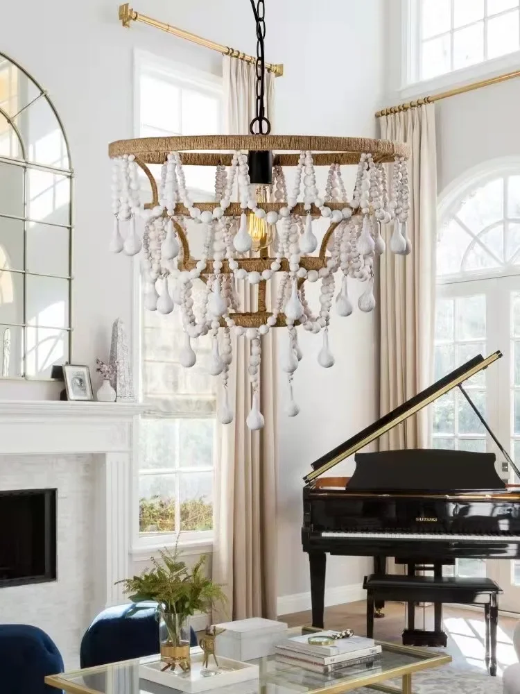Description Picture 3 of itemBohemian Pendant Lights Wood Beads Chandeliers Living Room Restaurant Hotel Homestay Hanging Lamps for Luminaires Room Decor