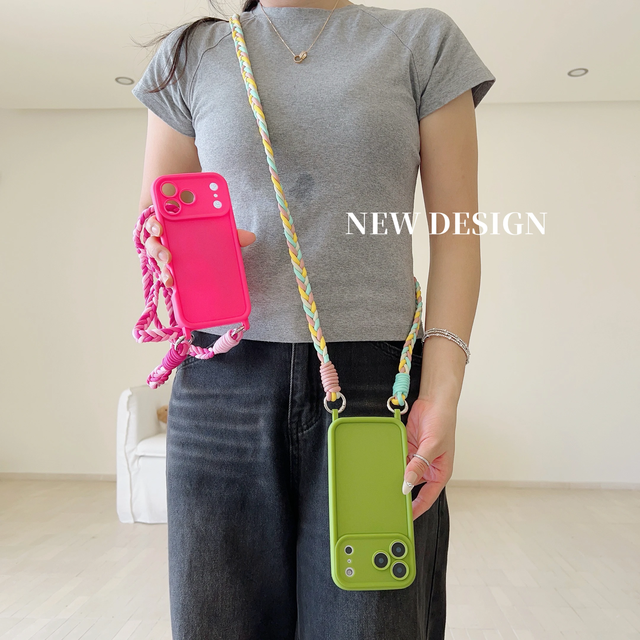 Hand-Woven Lanyard Protective Crossbody Phone Case with Long Rope Strap