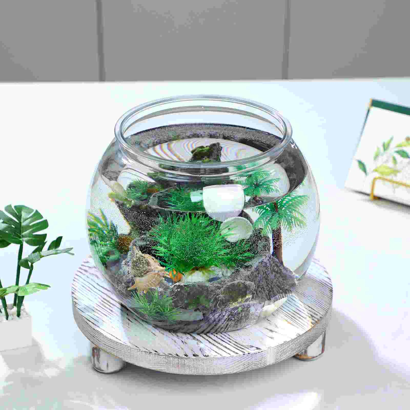 Ornamental Fish Tank Decor Bowl Aquarium Goldfish Betta Tanks Small Round Flowers Glass Plant Storage Pot Plastic Lightweight