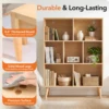 JHK 3 Tier Bookshelf Wooden 7 Cube Storage Organizer Display Bookcase Open Standing Shelf with Legs Graduated Shelves for Home