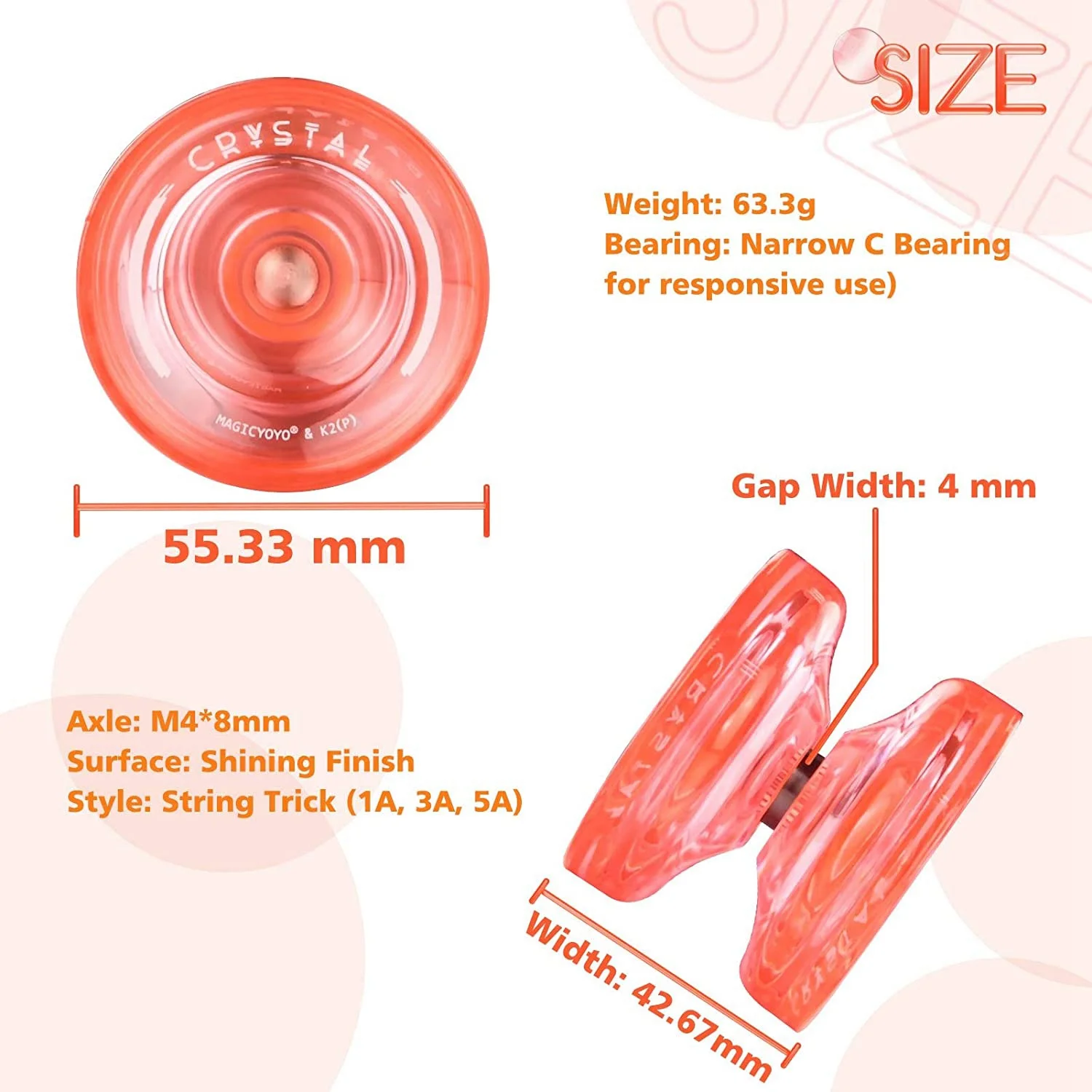 MAGICYOYO K2 Plus Crystal Responsive Yoyo Dual Purpose Yo-Yo with Replacement Unresponsive Bearing for Intermediate