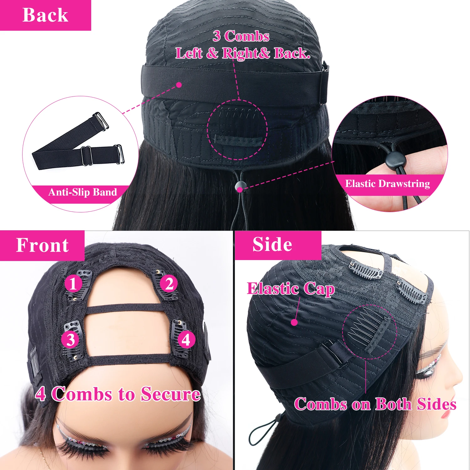 U Part Wig Human Hair With Clips No Leave Out Bone Straight Half Wigs For Women Cheap Peruvian Wig Wholesale 30 Inch Long Wigs